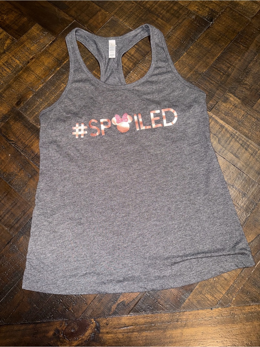 #SPOILED Gray Disney Racerback Tank with Pink Metallic Graphic
